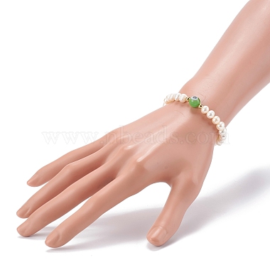 Natural Pearl Stretch Beaded Bracelets(BJEW-JB06163-03)-4