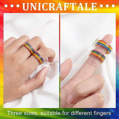 Unicraftale 4Pcs 4 Style Pride Finger Rings(RJEW-UN0001-21G)-3