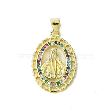 Real 18K Gold Plated Colorful Oval Brass+Cubic Zirconia Pendants