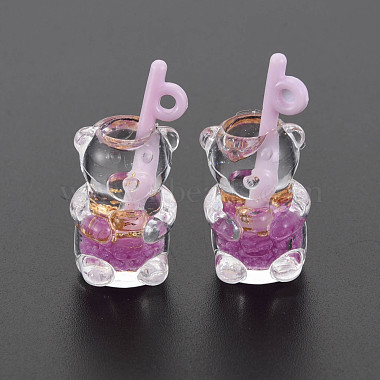 Imitation Bubble Tea/Boba Milk Tea Transparent Resin Pendants(RESI-T052-04D)-3