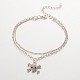 Skull and Crossbones Alloy Rhinestone Charm Multi-strand Anklets(AJEW-AN00092-01)-1