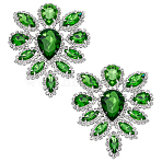 2Pcs Glass Rhinestone Cabochons, Flat Back & Back Plated, Teardrop, Peridot, 77x63x8mm(RGLA-FG0001-28S-04)