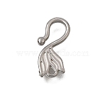 304 Stainless Steel Tulip Hook Clasps, Stainless Steel Color, 13x7x1mm, Hole: 1.5x1mm(SA-CBACB61-17P)