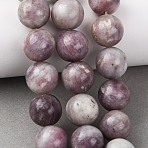 Natural Lepidolite/Purple Mica Stone Beads Strands, Smooth Round, 16mm, Hole: 1.2mm, about 24~25pcs/strand, 15.16~15.79''(38.5~40.1cm)(G-A310-A01-16mm)