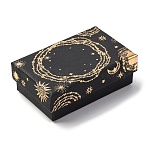 Sun Moon Star Printed Cardboard Gift Boxes, for Necklace, Bracelets, with Black Sponge Inside, Black, Rectangle, 8.15x5.15x2.75cm(CBOX-F006-01B)