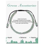 Natural Green Braided Bead Bracelets, Adjustable Cord Bracelets for Women, 6-3/4~9-1/8 inch(17~23cm)(PW-WG425AA-06)