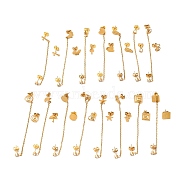 Vacuum Plating 304 Stainless Steel Dangle Chains Stud Earrings, Asymmetrical Earrings for Women, Mixed Shape, Golden, 82~90mm, 9.5x7~7.5mm, Pin: 0.6mm(EJEW-C049-01G)