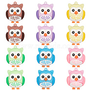 12Pcs 6 Colors PVC Cartoon Owl Doll Pendants, for Keychains, Mixed Color, 43x37x26mm, Hole: 3mm, 2pcs/color(KY-SC0001-64)