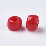 Resin Large Hole Beads, Barrel, Crimson, 8x5~6mm, Hole: 4mm, about 202pcs/50g(X-RESI-WH0002-06E)