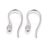 304 Stainless Steel Earring Hooks, with Horizontal Loop, Stainless Steel Color, 22x12x1mm, Hole: 3.5x2mm, Pin: 1mm(X-STAS-I100-23P)