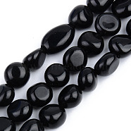 Natural Black Obsidian Beads Strands, Tumbled Stone, Nuggets, 5~13x5~10x3~8mm, Hole: 1mm, about 40~60pcs/strand, 14.57 inch~15.74 inch(37~40cm)(G-S359-151)