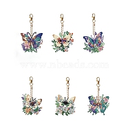 Flower Butterfly DIY Pendant Decoration Kits, Including Resin Rhinestones Bag, Diamond Sticky Pen, Tray Plate and Glue Clay and Metal Findings, Mixed Color, Pendant: 79x83mm(PW-WG37881-01)