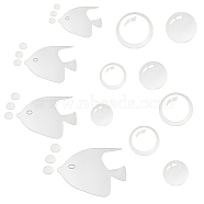 2 Sets 2 Style Bubble Effect Acrylic Mirror Wall Stickers, 
Sea Fish & Bubble Acrylic Mirror Wall Stickers, Self Adhesive Mirror Tiles, for Home Living Room Bedroom Decoration, Silver, 1 set/style(AJEW-FH0003-21B)