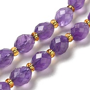 Natural Amethyst Beads Strands, with Seed Beads, Faceted, Oval, 7.5~8x6~6.5mm, Hole: 1.2mm, about 40~42pcs/strand, 15.35~15.55''(39~39.5cm)(G-H297-C09-01)