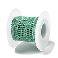 Iron Rhinestone Glass Cup Chain, with Spool, Peridot AB, 2x2~2.5x2mm, about 16.40 Feet(5m)/Roll(CH-U001-01A)