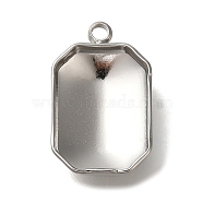 304 Stainless Steel Pendant Cabochon Settings, Rectangle, Stainless Steel Color, Tray: 14x10mm, 18x11.5x3.5mm, Hole: 1.2mm(STAS-I310-25P)