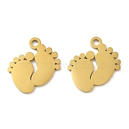 Ion Plating(IP) 304 Stainless Steel Charms, Laser Cut, Footprint Charm, Golden, 14x13.5x1mm, Hole: 1.6mm(STAS-J042-25G)