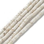 Natural Howlite Beads Strands, Flat Round/Disc, Heishi Beads, 4x2~3mm, Hole: 1mm, about 163~166pcs/strand, 15.12~15.24''(38.4~38.7cm)(G-E604-A01-B)