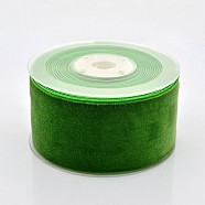 Polyester Velvet Ribbon for Gift Packing and Festival Decoration, Lime Green, 2 inch(50mm), about 20yards/roll(18.29m/roll)(SRIB-M001-50mm-580)