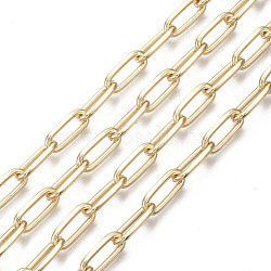 Unwelded Iron Paperclip Chains, Drawn Elongated Cable Chains, with Spool, Light Gold, 13.7x5.6x1.5mm, about 32.8 Feet(10m)/roll(CH-S125-18B-05)