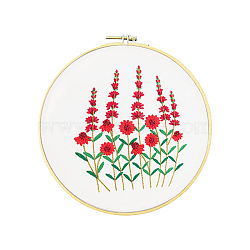 Embroidery Starter Kits, including Embroidery Fabric & Thread, Needle, Instruction Sheet, Flower, 290mm(DIY-P077-055)