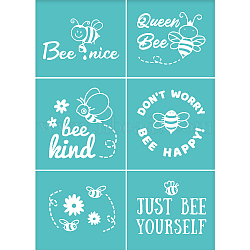 Self-Adhesive Silk Screen Printing Stencil, for Painting on Wood, DIY Decoration T-Shirt Fabric, Turquoise, Bees Pattern, 19.5x14cm(DIY-WH0173-001-N)