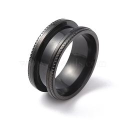 Stainless Steel Grooved Finger Ring for Women, Electrophoresis Black, Inner Diameter: 16mm(RJEW-WH0004-30A-EB)