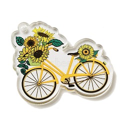 Acrylic Pendants, Double-Sided Printed, Bicycle, 35x40x3mm, Hole: 2mm(SACR-S680-01E)