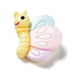 Opaque Resin Cute Insect Cabochons, with Enamel, Butterfly, Lemon Chiffon, 20x17x6mm(RESI-Q217-01E)