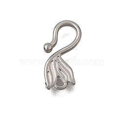 304 Stainless Steel Tulip Hook Clasps, Stainless Steel Color, 13x7x1mm, Hole: 1.5x1mm(SA-CBACB61-17P)