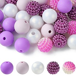 DIY Round Silicone & Acrylic & Berry Beads Making Findings Kits, Mixed Color, 11.5~12x12mm, Hole: 1~3mm.(DIY-FS0006-26F)