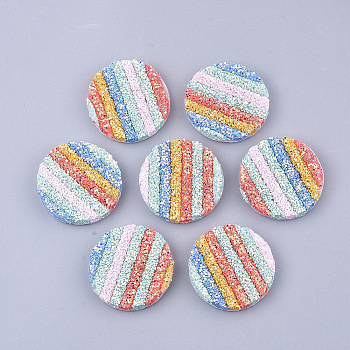 Plastic Cabochons, with Sequins/ Paillettes and Non Woven Fabric, For Hair Clip Making, Flat Round, Colorful, 44x43x6mm