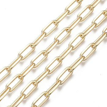 Unwelded Iron Paperclip Chains, Drawn Elongated Cable Chains, with Spool, Light Gold, 13.7x5.6x1.5mm, about 32.8 Feet(10m)/roll