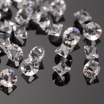 Grade A Glass Rhinestone Cabochons, Bicone, Pointed Back, Crystal, 2.3~2.4mm, about 1440pcs/bag