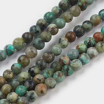 Natural African Turquoise(Jasper) Bead Strands, Round, 2mm, Hole: 0.6mm, about 170~180pcs/strand, 15.7 inch
