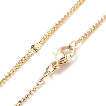 Brass Curb Chains with Oval Links Necklace for Women, Cadmium Free & Lead Free, Real 18K Gold Plated, 17.56 inch(44.6cm)