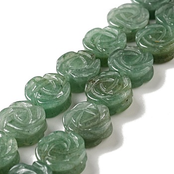 Natural Green Aventurine Beads Strands, Rose, 14x6~8mm, Hole: 1.2mm, about 28~29pcs/strand, 15.16''(38.5~41.5cm)