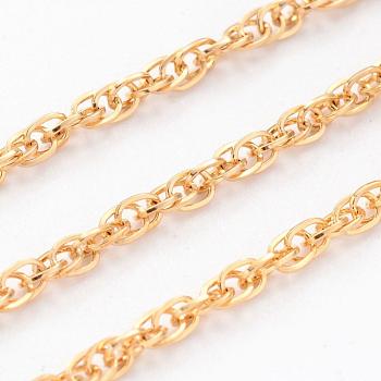 Ion Plating(IP) 304 Stainless Steel Rope Chains, Soldered, with Spool, Golden, 2.5mm, about 32.8 Feet(10m)/roll