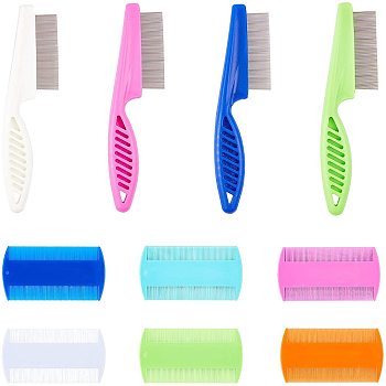 Plastic Flea Combs, Cat Dog Pet Grooming Fine Tooth Hair Combs, Mixed Color, 10pcs/set