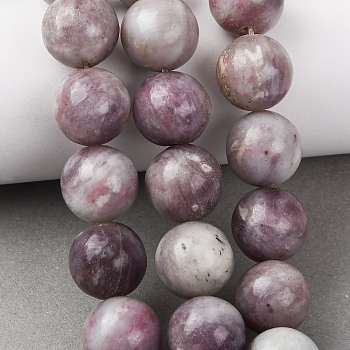 Natural Lepidolite/Purple Mica Stone Beads Strands, Smooth Round, 16mm, Hole: 1.2mm, about 24~25pcs/strand, 15.16~15.79''(38.5~40.1cm)