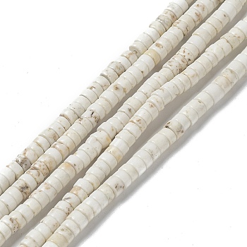 Natural Howlite Beads Strands, Flat Round/Disc, Heishi Beads, 4x2~3mm, Hole: 1mm, about 163~166pcs/strand, 15.12~15.24''(38.4~38.7cm)