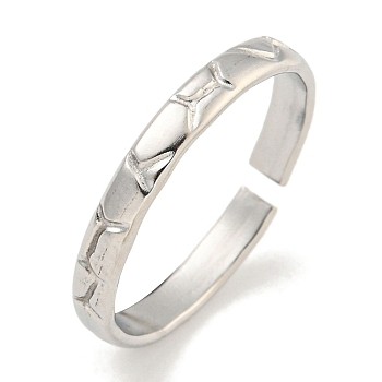 Non-Tarnish 304 Stainless Steel Open Cuff Finger Rings for Unisex, Stainless Steel Color, 3mm