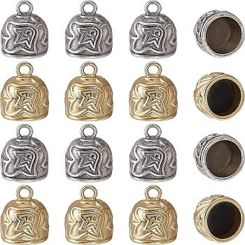 Tibetan Style Alloy Cord Ends, End Caps, Lead Free & Nickel Free & Cadmium Free, Thailand Sterling Silver Plated & Real 18K Matte Gold Color, 18x15mm, Hole: 3mm, 2colors, 8pcs/color, 16pcs/box, Inner Diameter: 12mm