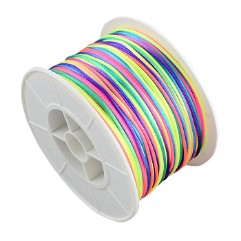 Round Nylon Thread, Rattail Satin Cord, for Chinese Knot Making, Colorful, 1mm, 100yards/roll