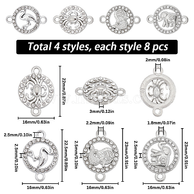 32piezas 4 estilos de dijes de conector de diamantes de imitación de cristal de aleación(FIND-SC0007-40)-2