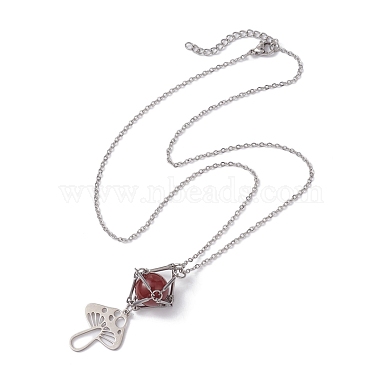 Natural Carnelian Interchangeable Holder Pendant Necklace for Women(NJEW-JN04631-02)-4