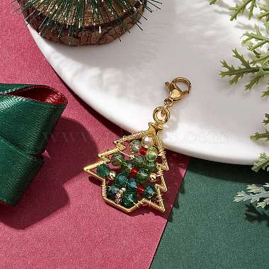 Christmas Tree Glass & Alloy Pendant Decorations(HJEW-TA00188)-2