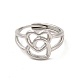 304 Stainless Steel Double Heart Adjustable Ring for Women(RJEW-P081-02P)-2