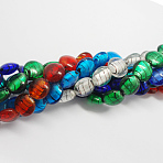 Handmade Silver Foil Glass Beads, Flat Round, Mixed Color, 20x20x5mm, Hole: 3mm(FOIL-R055-M)