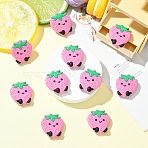 10Pcs Silicone Focal Beads, Strawberry, Pearl Pink, 32.5x27.6x9mm(SIL-YW0001-94B)